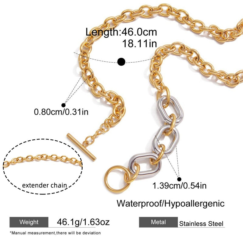 Two-Tone Chain Necklace | 18K Gold Plated Stainless Steel