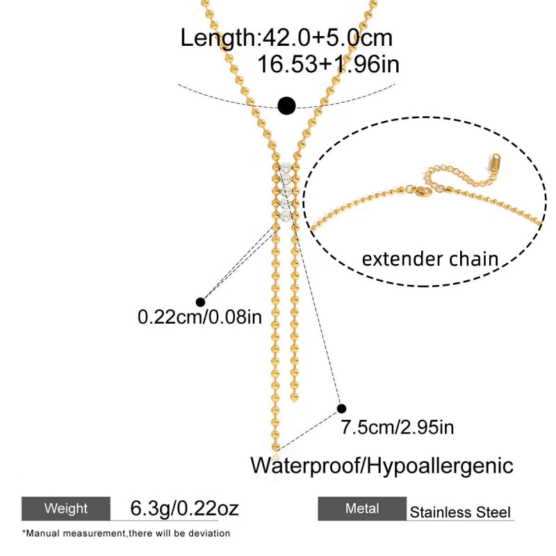 Rhinestone Fringe Y-Necklace | Layering Chain for Sweaters