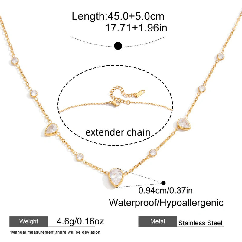 Designer Zirconium Necklace | 18K Gold Plated Steel Choker
