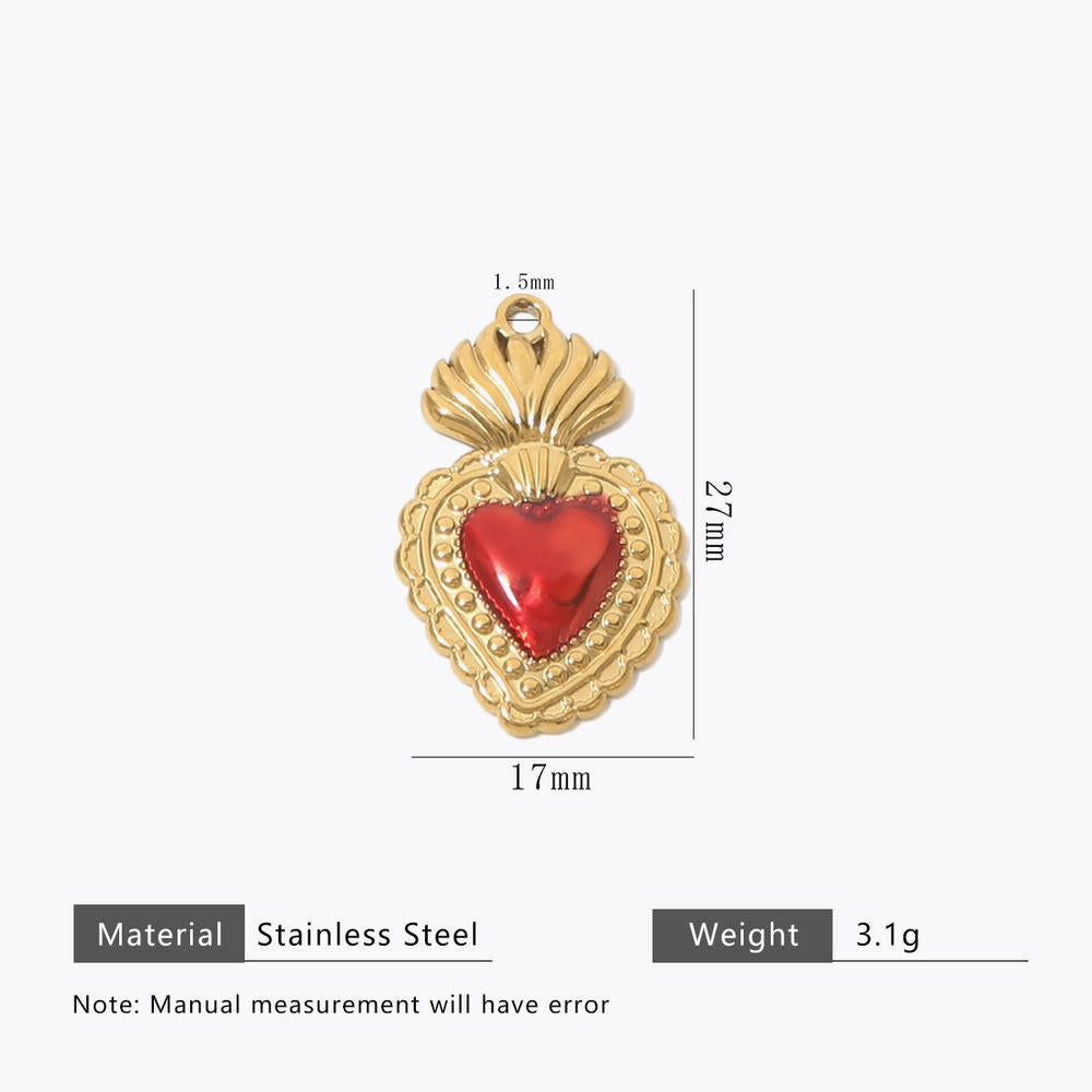 Retro Gold Heart Pendant Steel 18K Gold Plated Multi Style