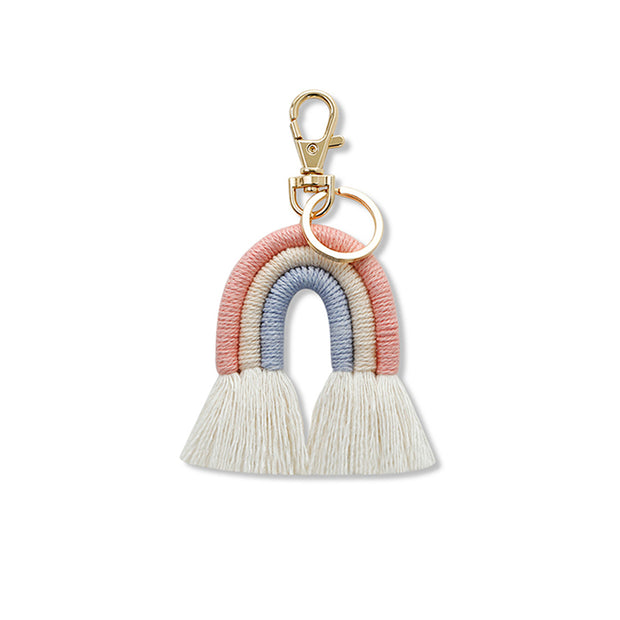 Handmade Fashion Cotton Boho Rainbow Keychain Charm JXK68215