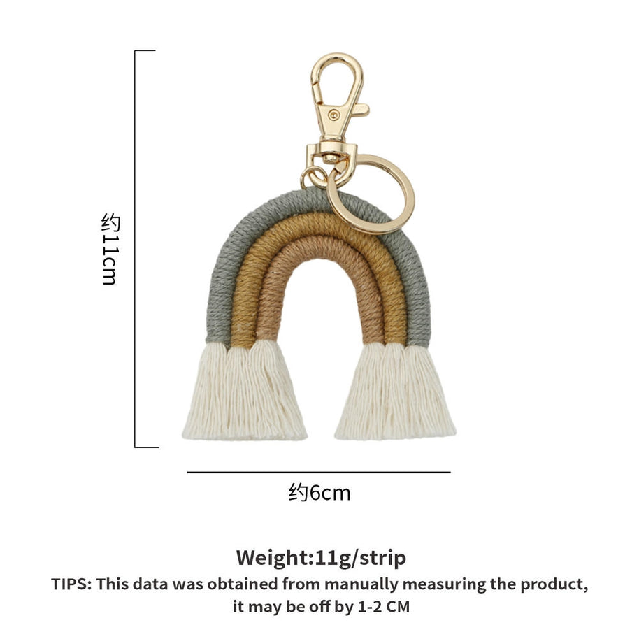 Handmade Fashion Cotton Boho Rainbow Keychain Charm JXK68215