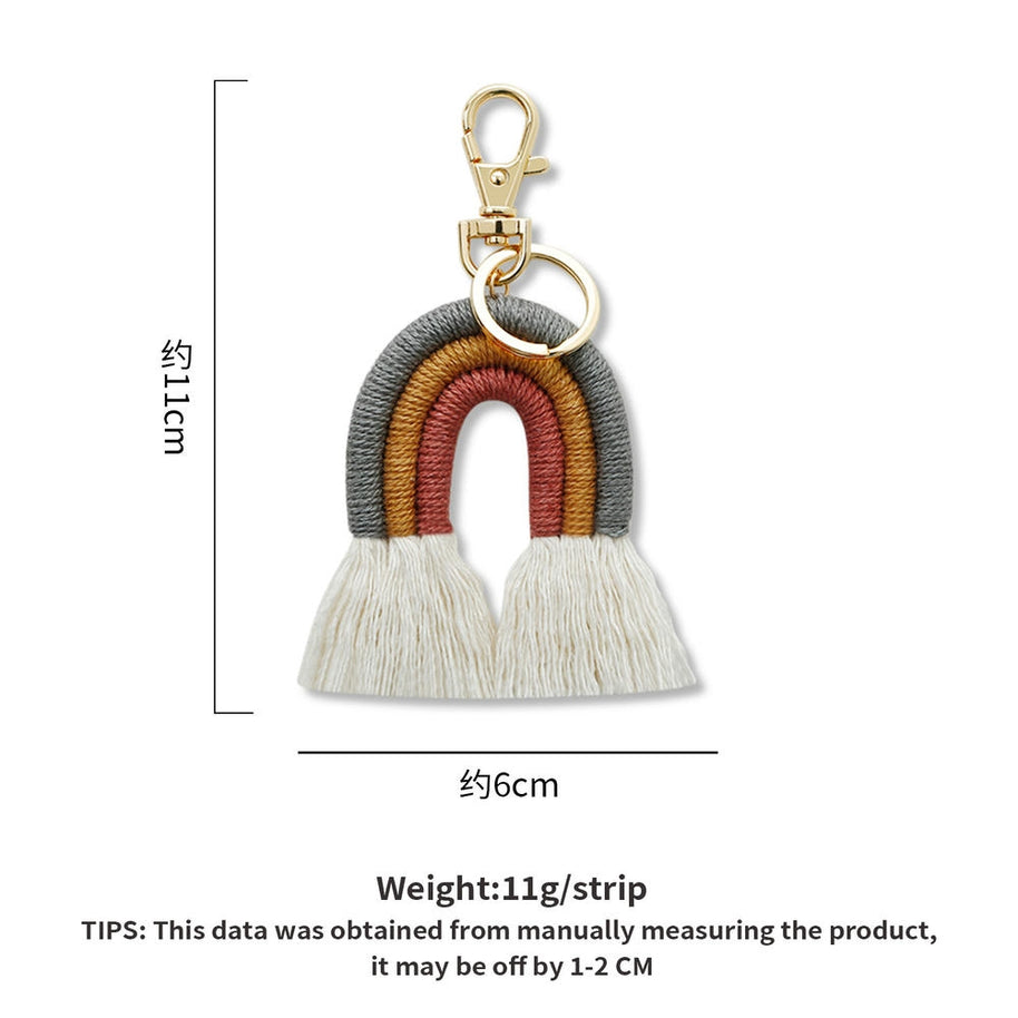Handmade Fashion Cotton Boho Rainbow Keychain Charm JXK68215