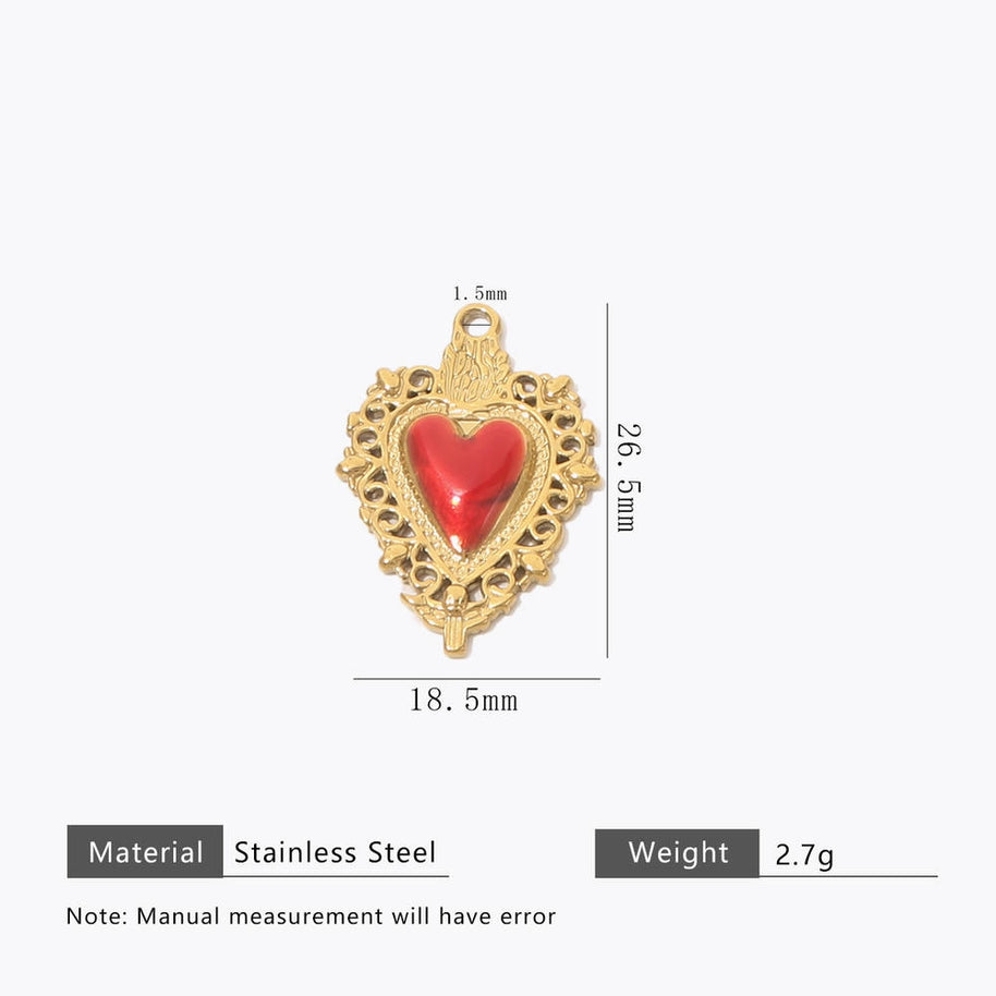 Retro Gold Heart Pendant Steel 18K Gold Plated Multi Style