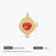 Retro Gold Heart Pendant Steel 18K Gold Plated Multi Style