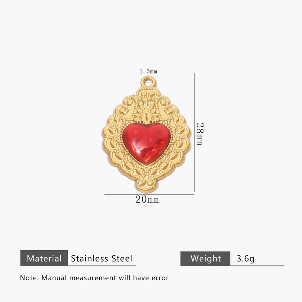 Retro Gold Heart Pendant Steel 18K Gold Plated Multi Style