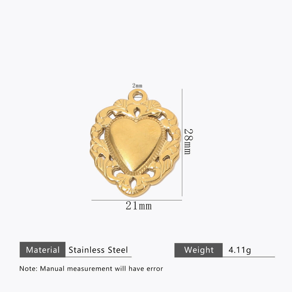 DIY Heart Pendant Steel 18K Gold Plated Handmade Jewelry