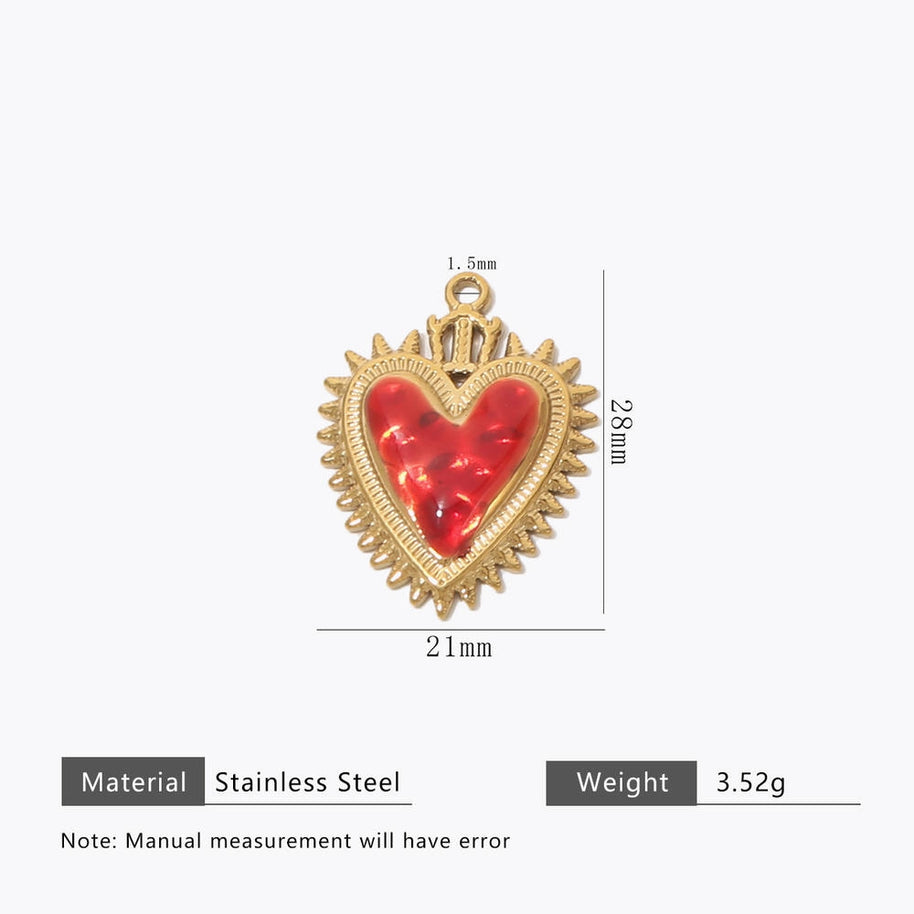 Retro Gold Heart Pendant Steel 18K Gold Plated Multi Style