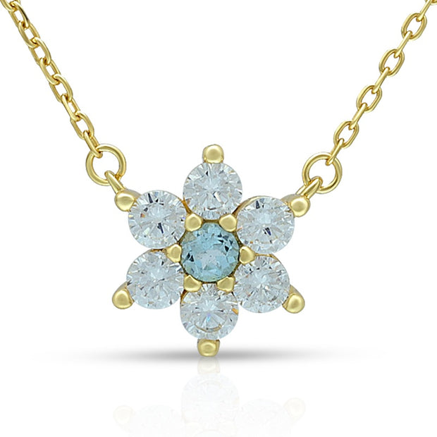 Sky Blue Sapphire Flower Necklace N00033