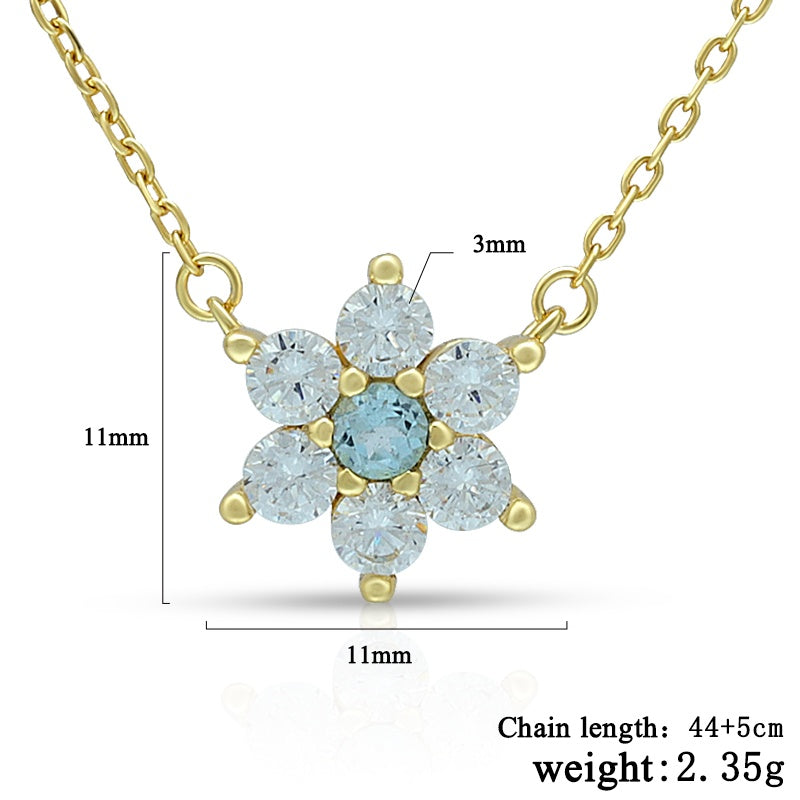 Sky Blue Sapphire Flower Necklace