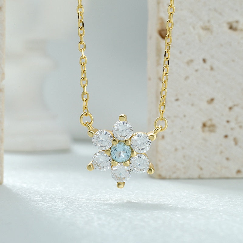 Sky Blue Sapphire Flower Necklace