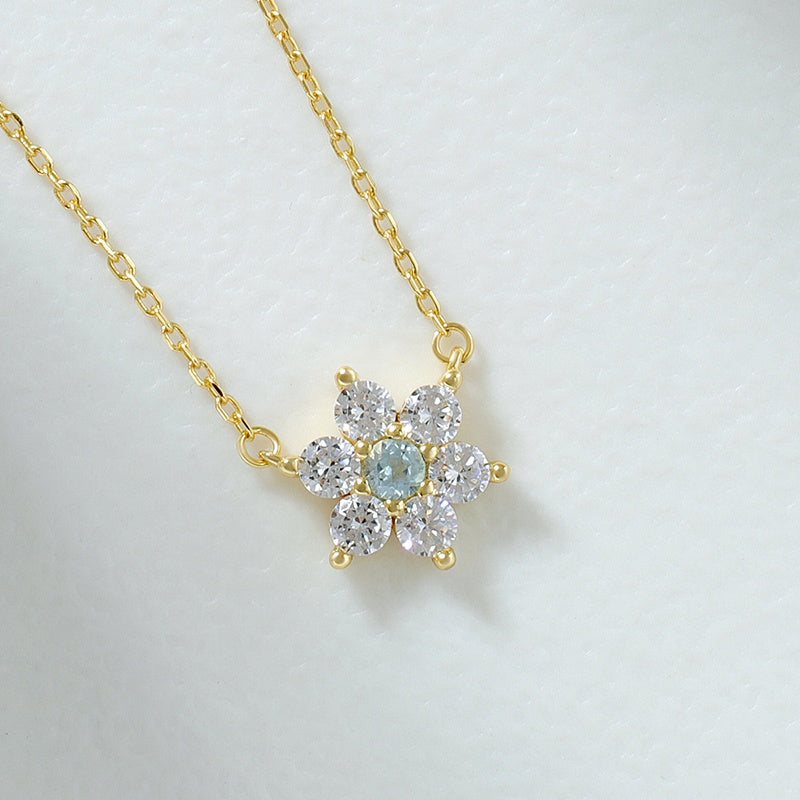 Sky Blue Sapphire Flower Necklace
