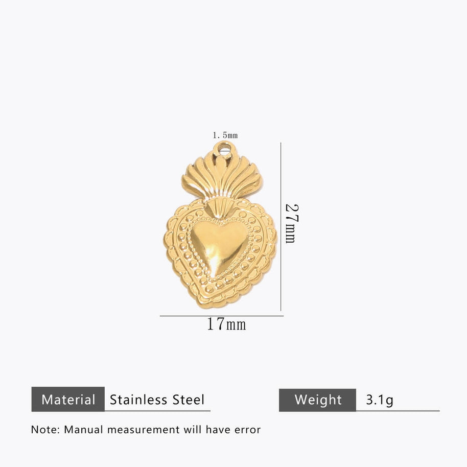 DIY Heart Pendant Steel 18K Gold Plated Handmade Jewelry