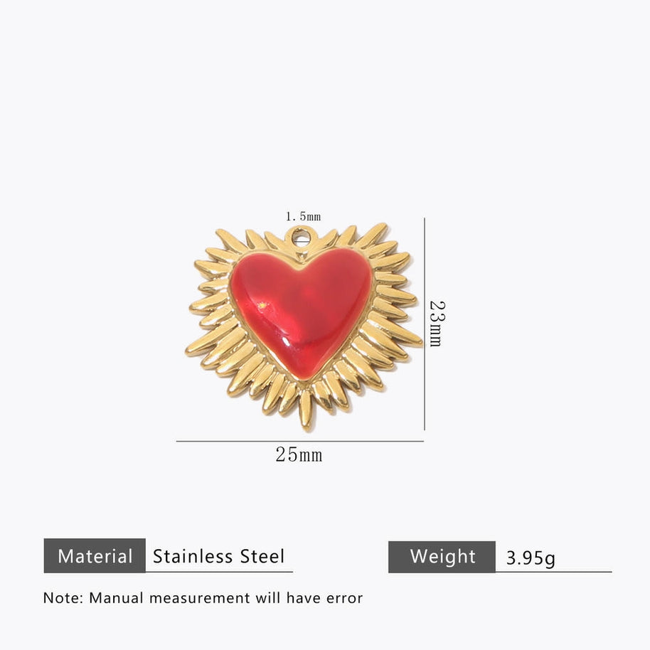 Retro Gold Heart Pendant Steel 18K Gold Plated Multi Style