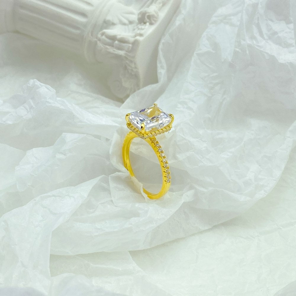 Square Ice Flower Cut CZ Engagement Ring JDY120099