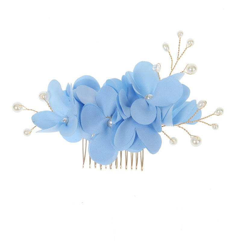 Red Floral Bridal Hair Comb | Pearl Wedding Hair Accessory