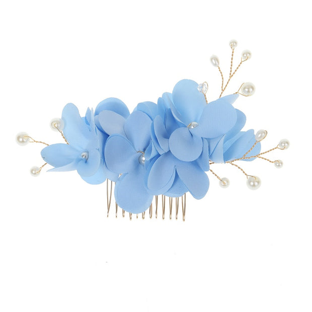 Red Floral Bridal Hair Comb | Pearl Wedding Hair Accessory