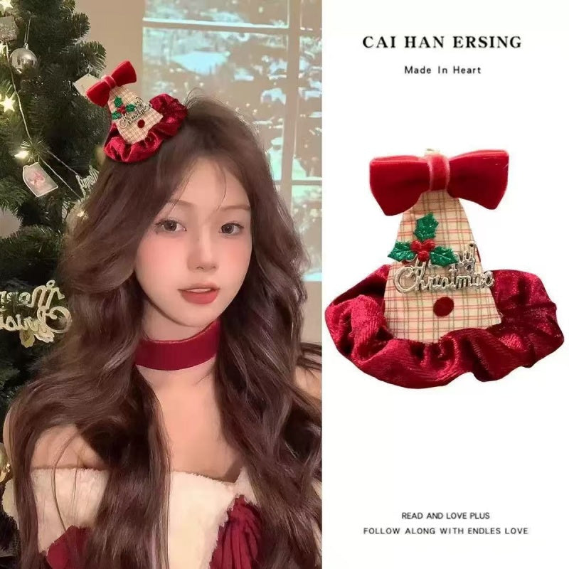 Christmas Hat Hair Clip | Plush Festive Headband for Photos