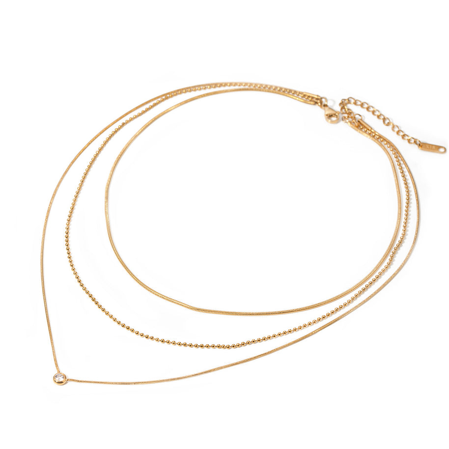 Gold Plated Multi Strand Chain Necklace