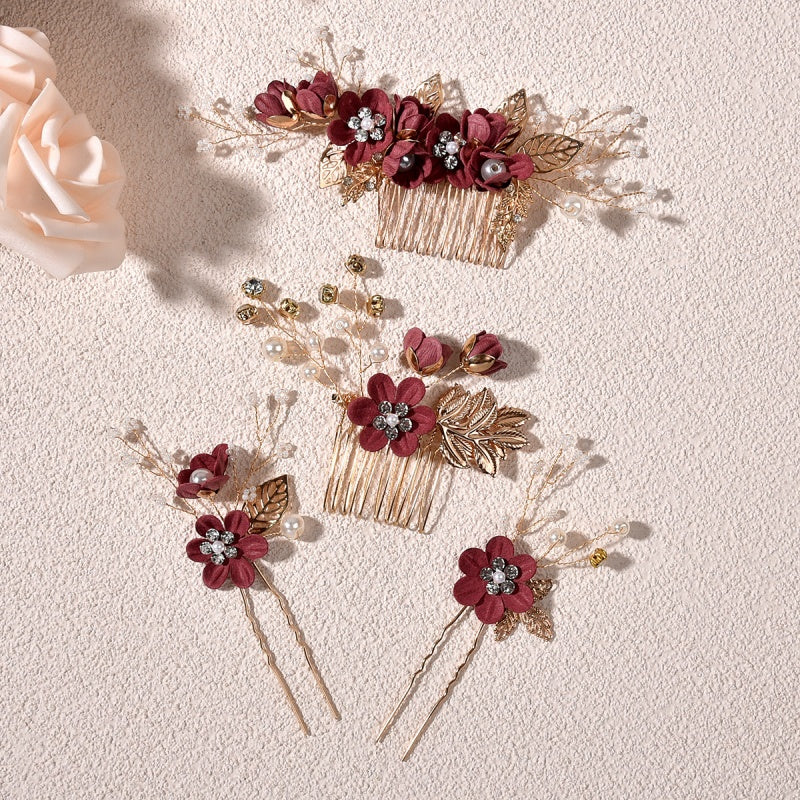 Floral Bridal Hair Comb | Boho Wedding Hairpiece with Pearl