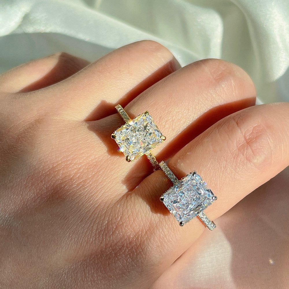 Square Ice Flower Cut CZ Engagement Ring JDY120099