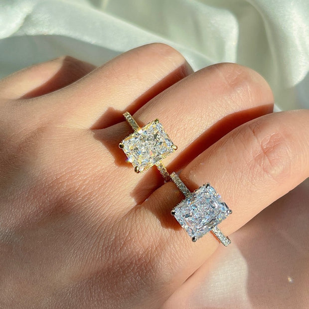 Square Ice Flower Cut CZ Engagement Ring JDY120099