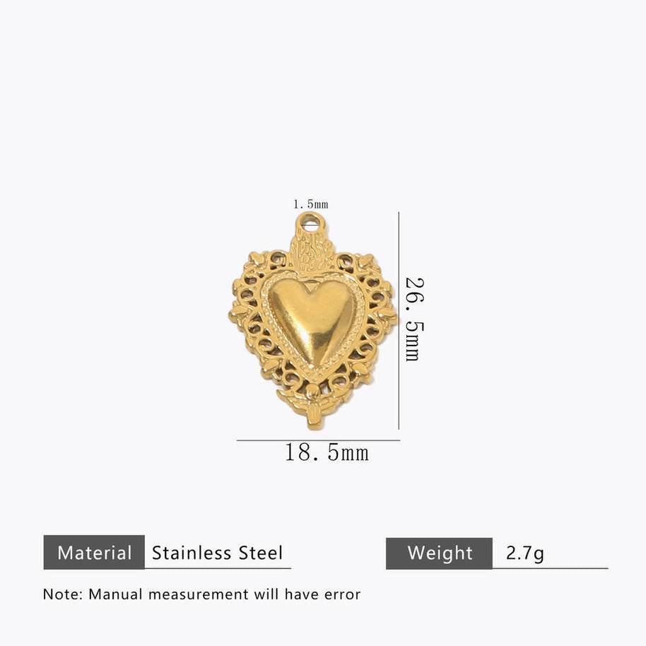 DIY Heart Pendant Steel 18K Gold Plated Handmade Jewelry