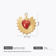 Retro Gold Heart Pendant Steel 18K Gold Plated Multi Style