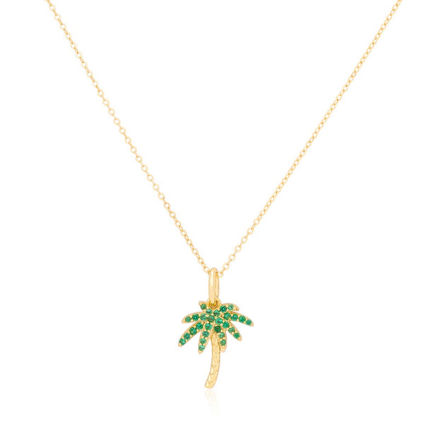 Gold Plated Palm Tree Pendant Necklace P00029