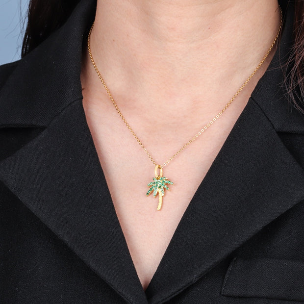 Gold Plated Palm Tree Pendant Necklace