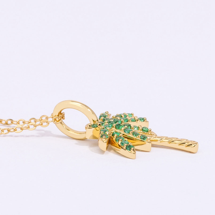 Gold Plated Palm Tree Pendant Necklace