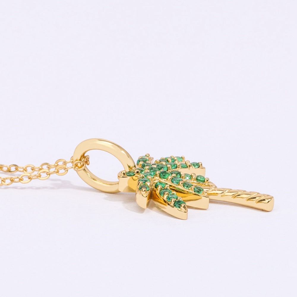 Gold Plated Palm Tree Pendant Necklace