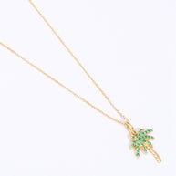 Gold Plated Palm Tree Pendant Necklace