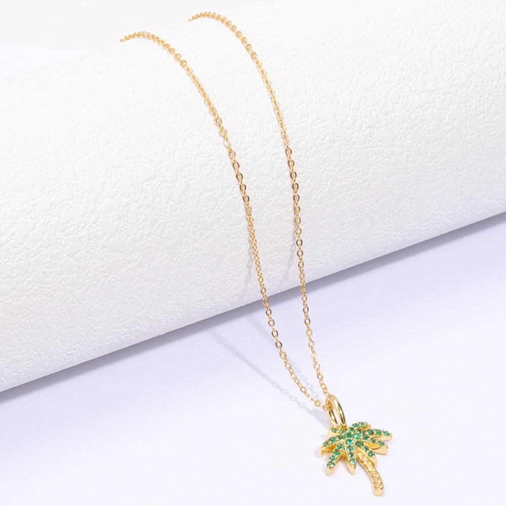 Gold Plated Palm Tree Pendant Necklace