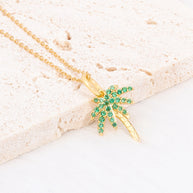 Gold Plated Palm Tree Pendant Necklace