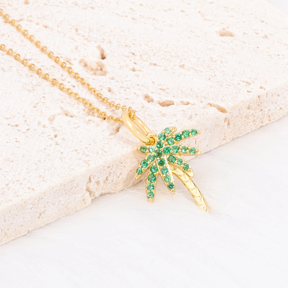 Gold Plated Palm Tree Pendant Necklace