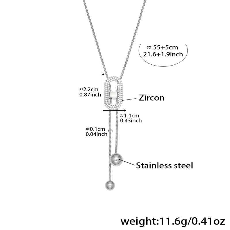 Sliding Fringe Necklace | 18K Gold Plated Zircon Bead Chain