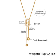 Sliding Fringe Necklace | 18K Gold Plated Zircon Bead Chain