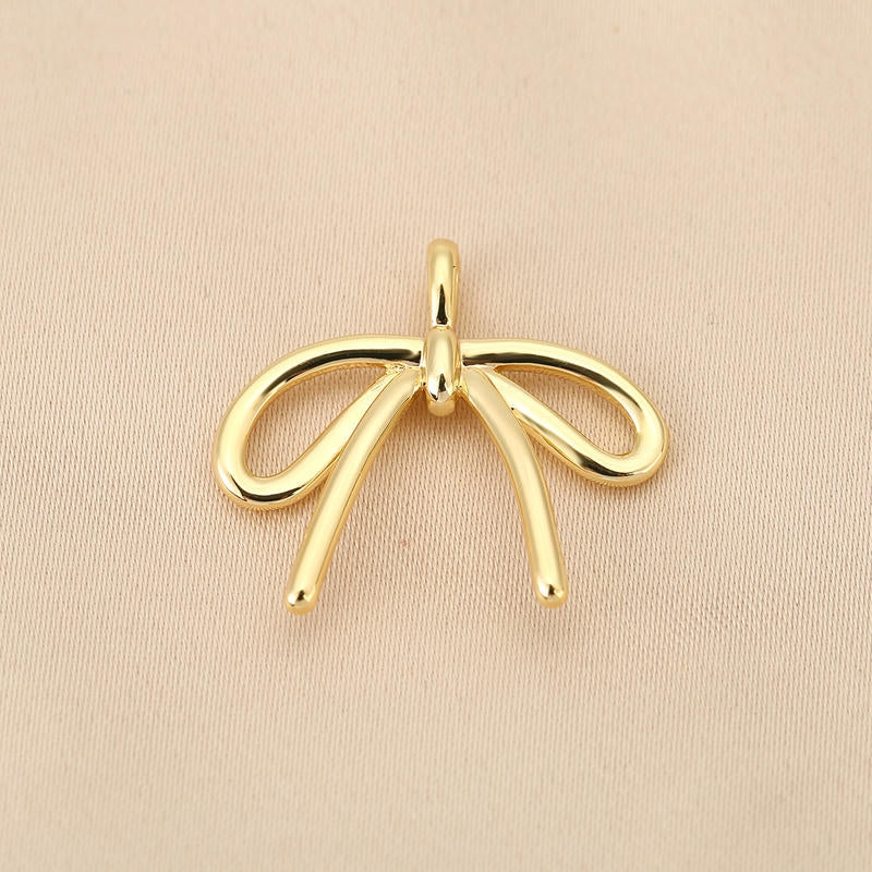 Gold Plated Bow Pendant | 18K Gold Jewelry Finding