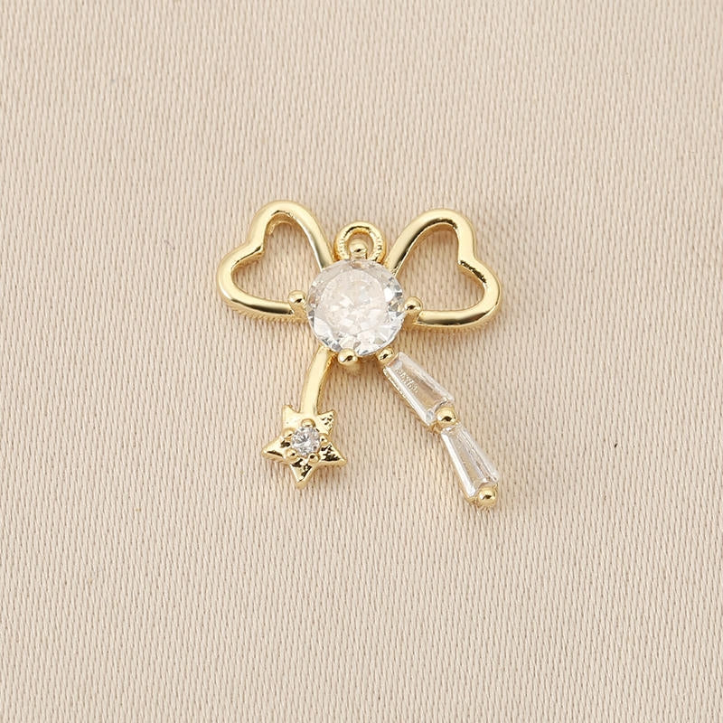 Gold Plated Bow Pendant | 18K Gold Jewelry Finding