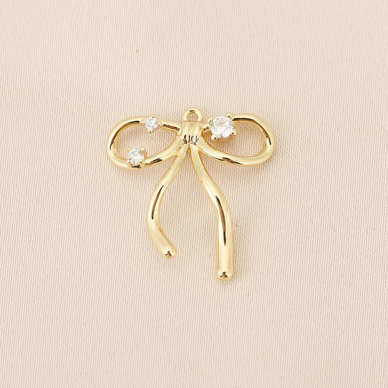 Gold Plated Bow Pendant | 18K Gold Jewelry Finding