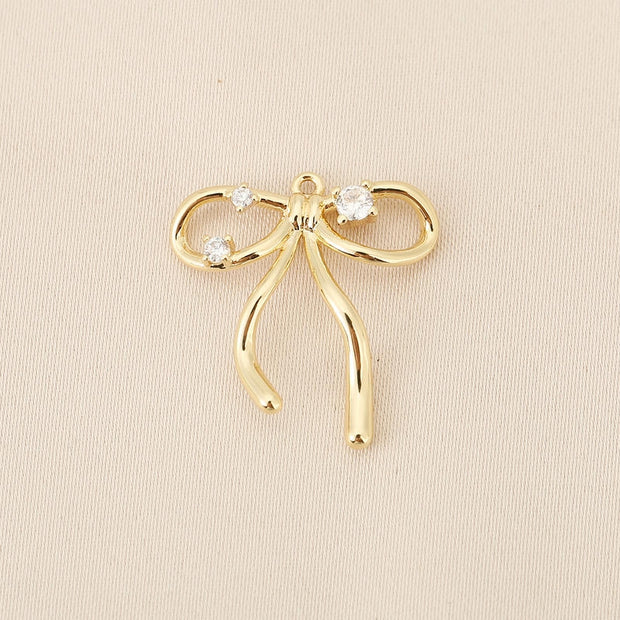 Gold Plated Bow Pendant | 18K Gold Jewelry Finding