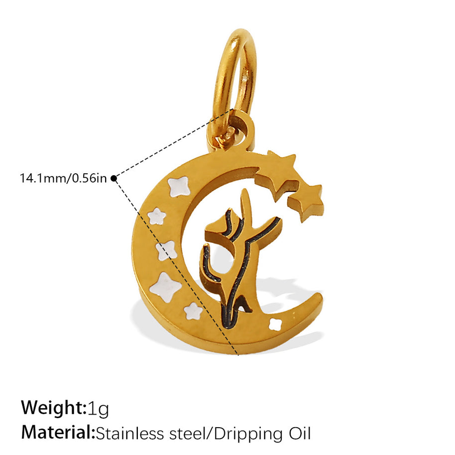 European Sweet Star Moon Heart Pendant Steel Rhinestones