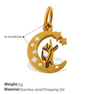 European Sweet Star Moon Heart Pendant Steel Rhinestones