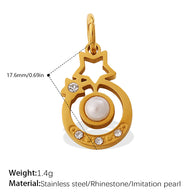 European Sweet Star Moon Heart Pendant Steel Rhinestones