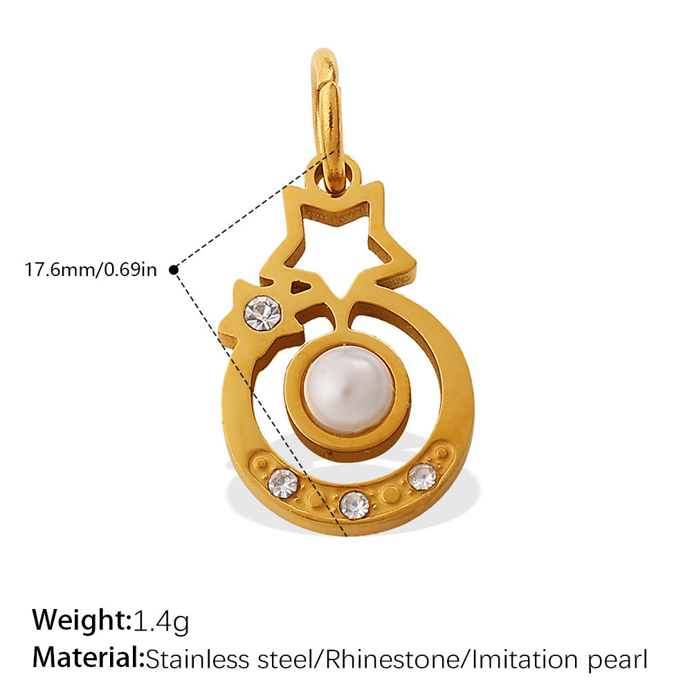 European Sweet Star Moon Heart Pendant Steel Rhinestones