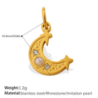 European Sweet Star Moon Heart Pendant Steel Rhinestones
