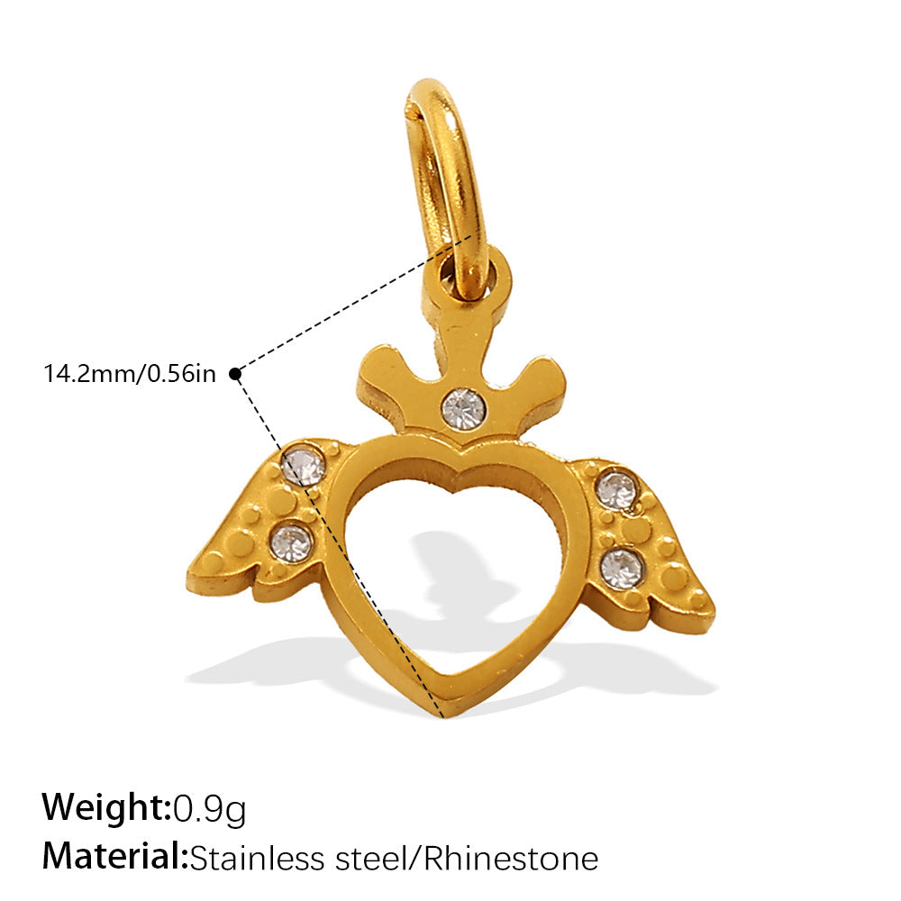 European Sweet Star Moon Heart Pendant Steel Rhinestones