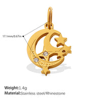 European Sweet Star Moon Heart Pendant Steel Rhinestones