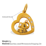 European Sweet Star Moon Heart Pendant Steel Rhinestones